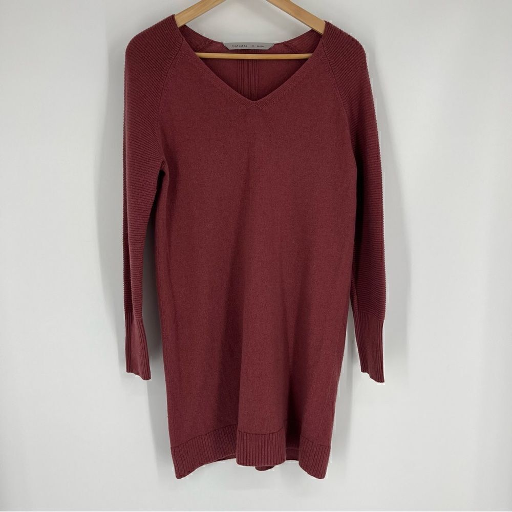 Athleta Sweater Dress Size XS Womens Pink Long Sleeve Cloud Wool Cashmere V Neck